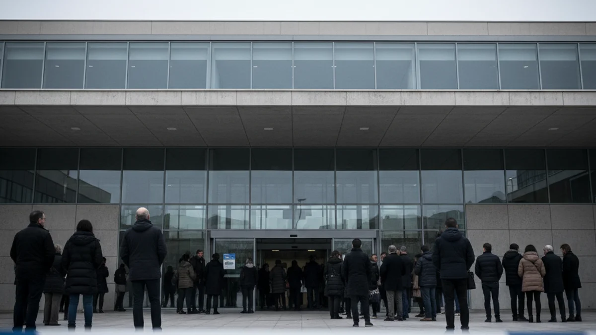Imagen genérica de la entrada de un centro hospitalario durante una jornada de protesta.