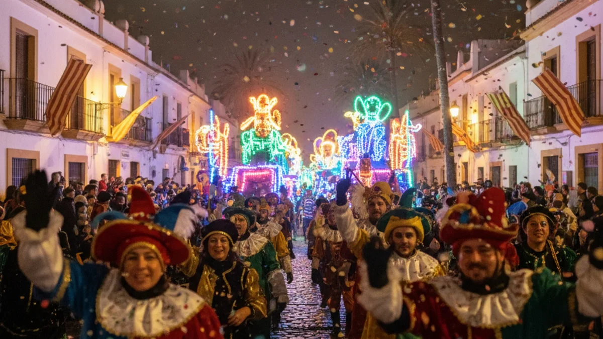Imatge genèrica d'una rua de Carnestoltes amb llums i colors festius.