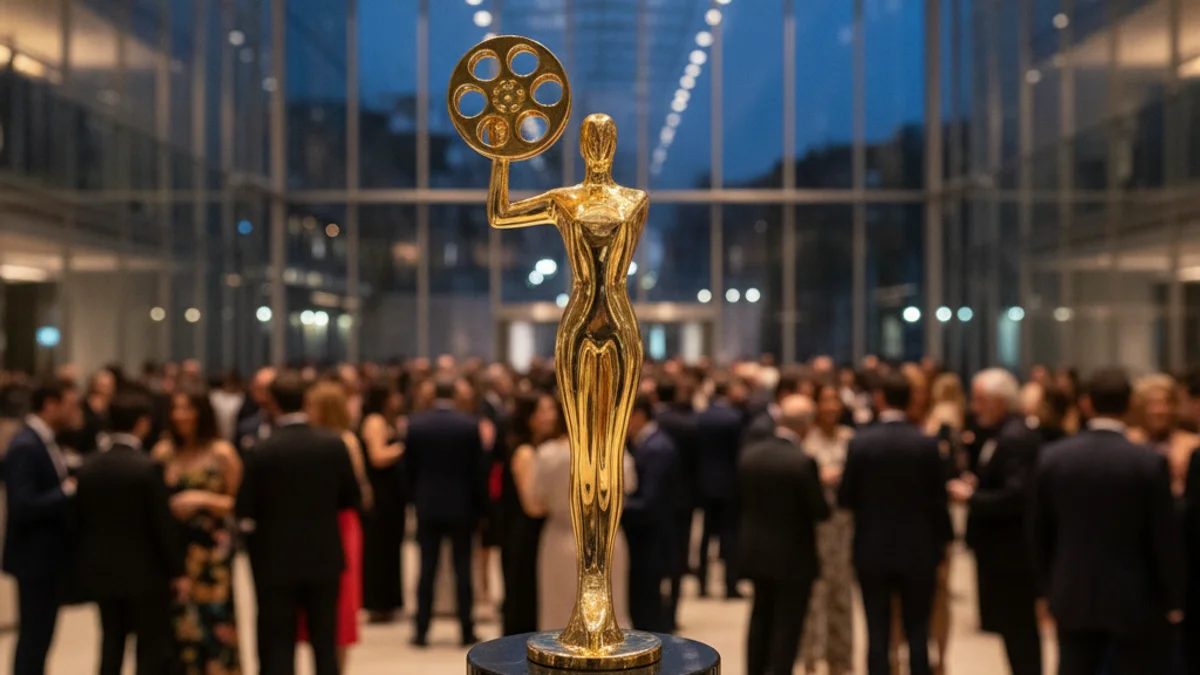 Generic image of a golden film award statuette at a cultural event.