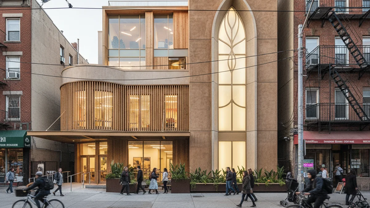 Imatge genèrica d'una església moderna o un centre d'atenció social a Barcelona, sense gent reconeixible.