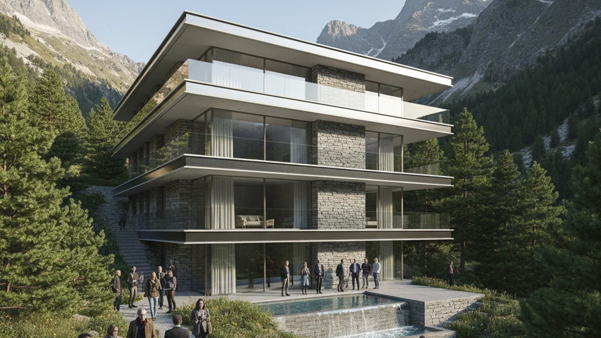 Generic image of a modern architectural project integrated into a natural environment.