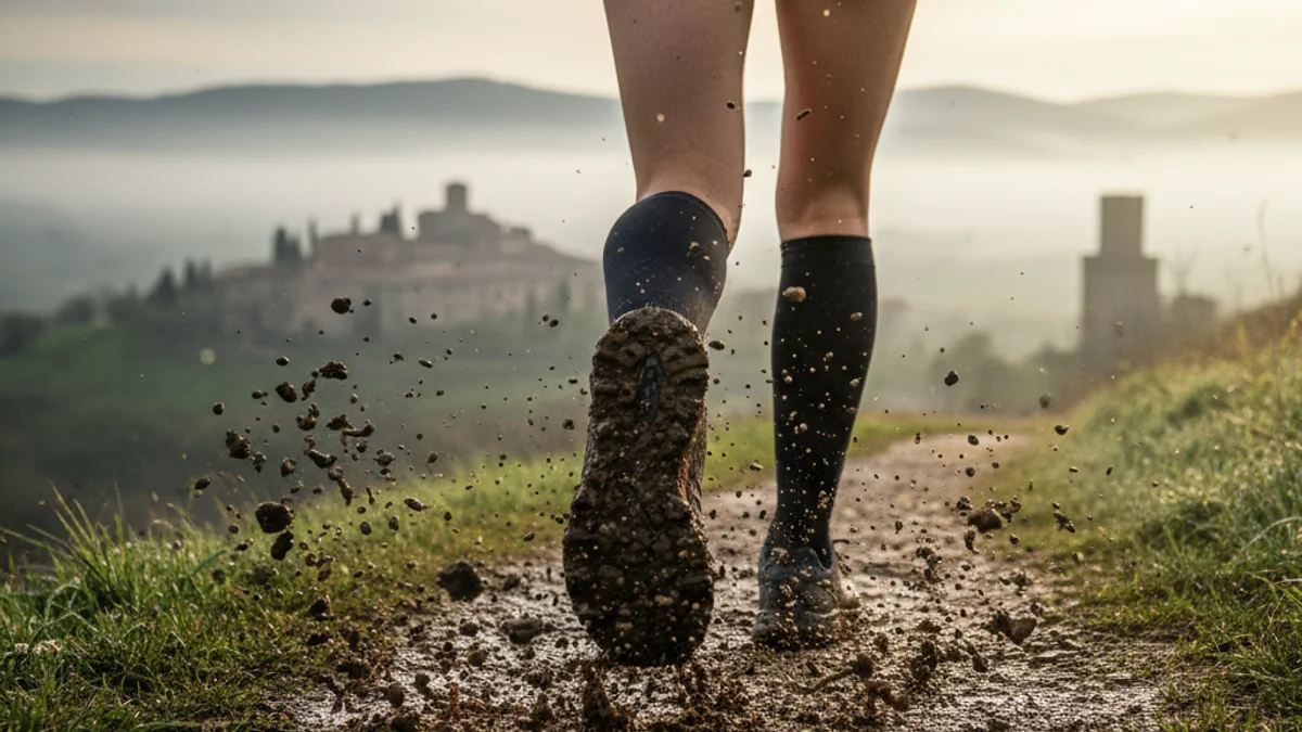 Imatge genèrica d'una atleta competint en una prova de cros camp a través.