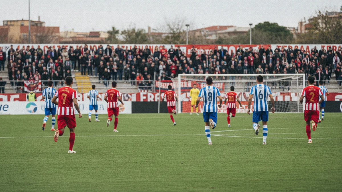 Imagen genérica de un partido de fútbol en un estadio municipal.