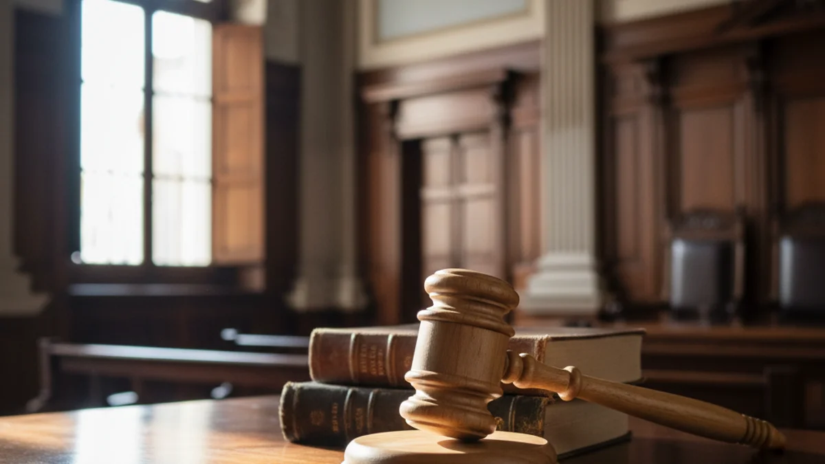 Imagen genérica de un mazo de madera en una sala de vistas judicial.