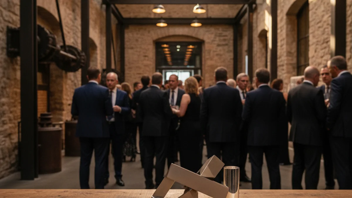 Generic image of an award at an institutional event held in a museum.