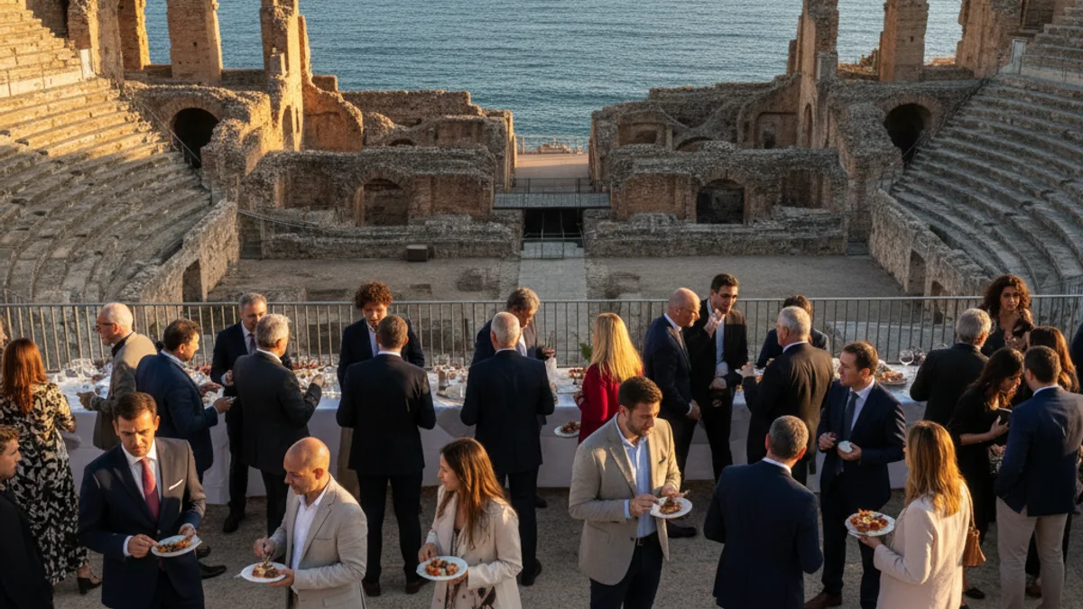 Imagen genérica del Anfiteatro de Tarragona preparado para un evento gastronómico.