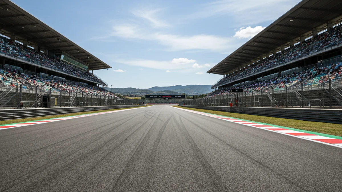 Imagen genérica del trazado de un circuito de carreras con los pianos rojos y blancos.