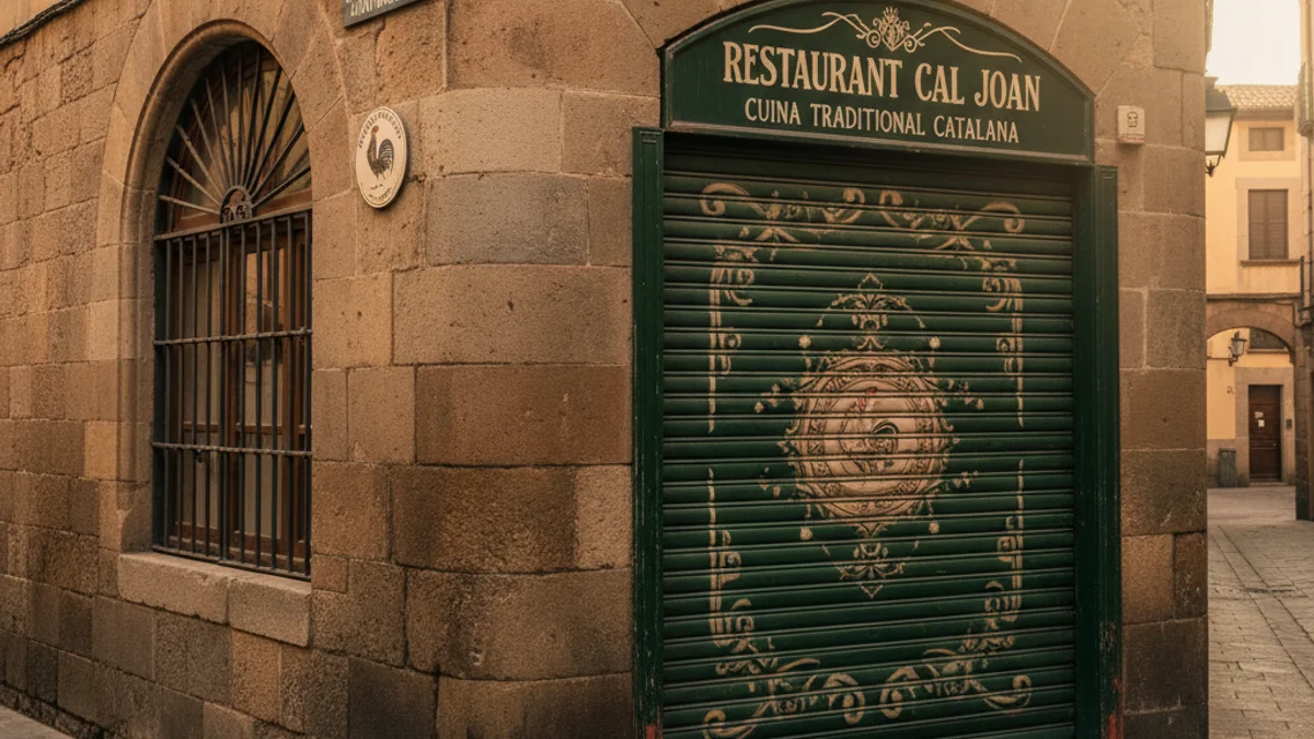 Imatge generica de la persiana tancada d'un establiment historic en una cantonada de la ciutat.