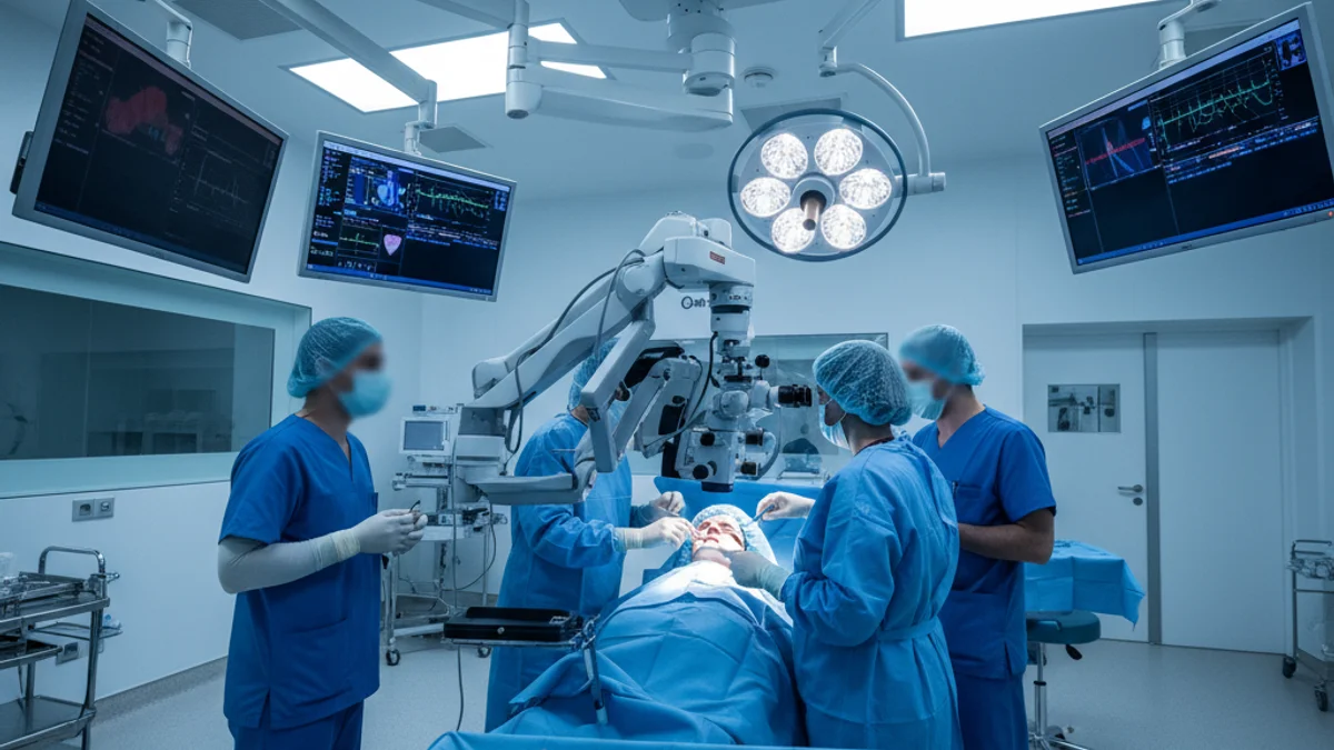 Imatge genèrica d'una sala d'operacions d'oftalmologia amb equipament d'alta tecnologia.