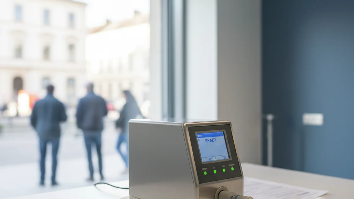 Imatge genèrica d'un dispositiu mèdic per a realitzar proves de diagnòstic mitjançant l'alè.