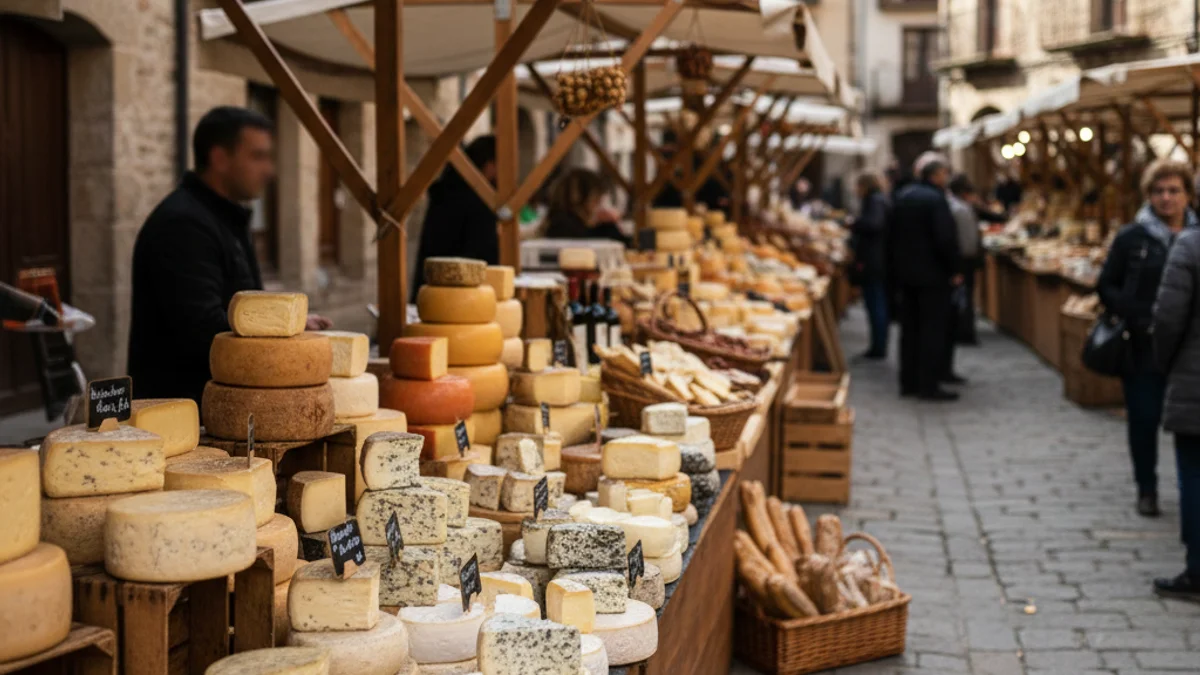 Imatge genèrica d'una fira de productes artesans o d'una plaça de poble català.