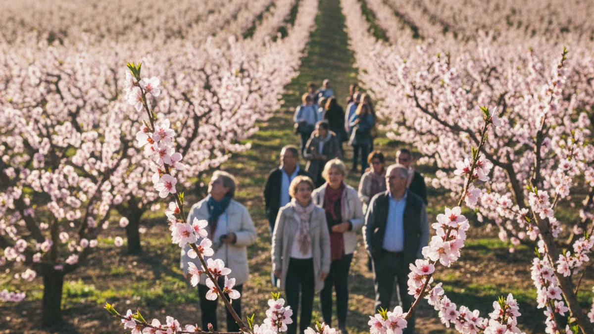 Imatge genèrica d'un camp d'arbres fruiters en flor durant la primavera a les Terres de Lleida.