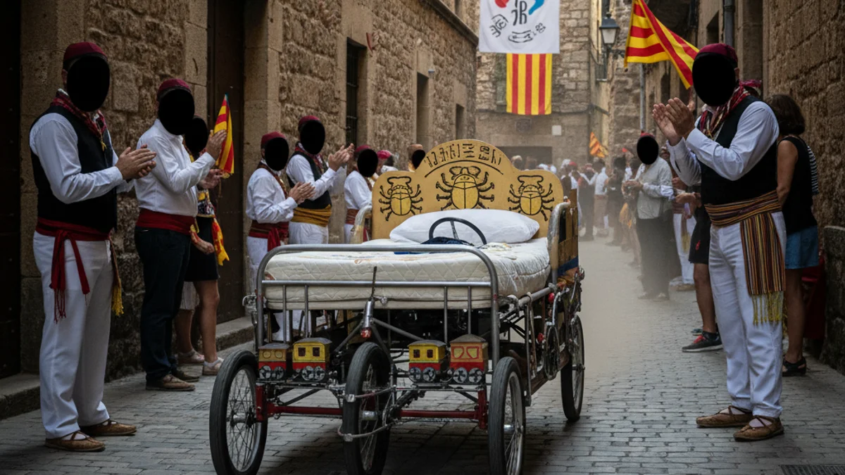 Generic image of a handmade racing bed participating in an urban race.