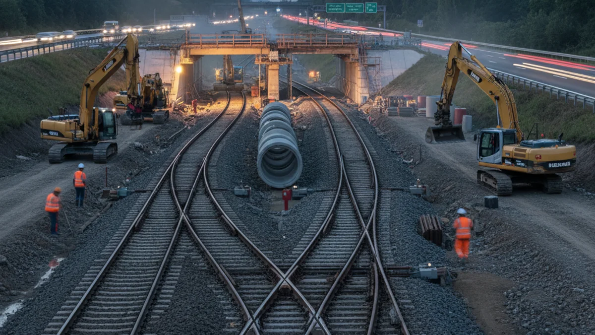Imagen genérica de unas obras de mejora en una infraestructura ferroviaria de Cercanías.