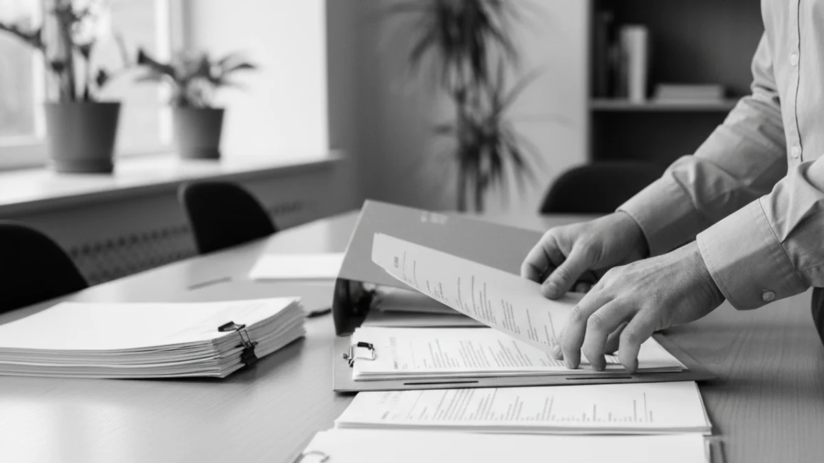 Imatge documental d'una oficina d'atenció ciutadana amb carpetes i documents sobre una taula.