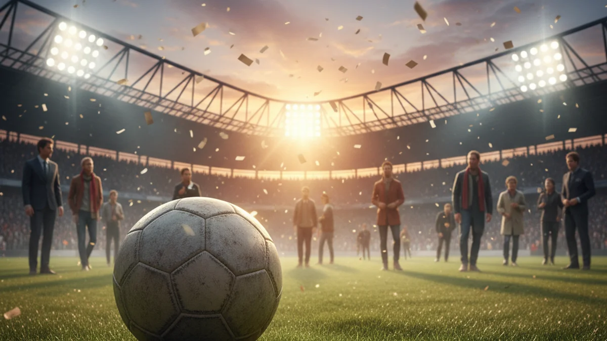 Imatge genèrica d'una pilota de futbol en un camp de gespa sota els focus d'un estadi.