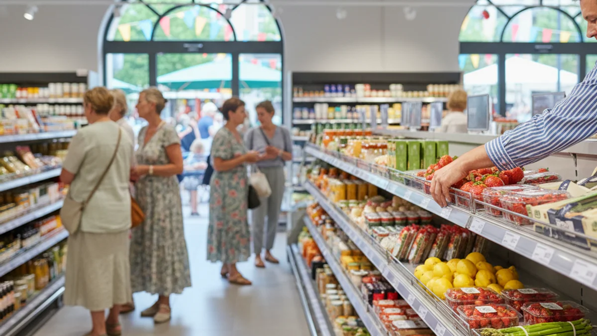 Imatge genèrica de l'interior d'un supermercat preparat per a la campanya d'estiu.