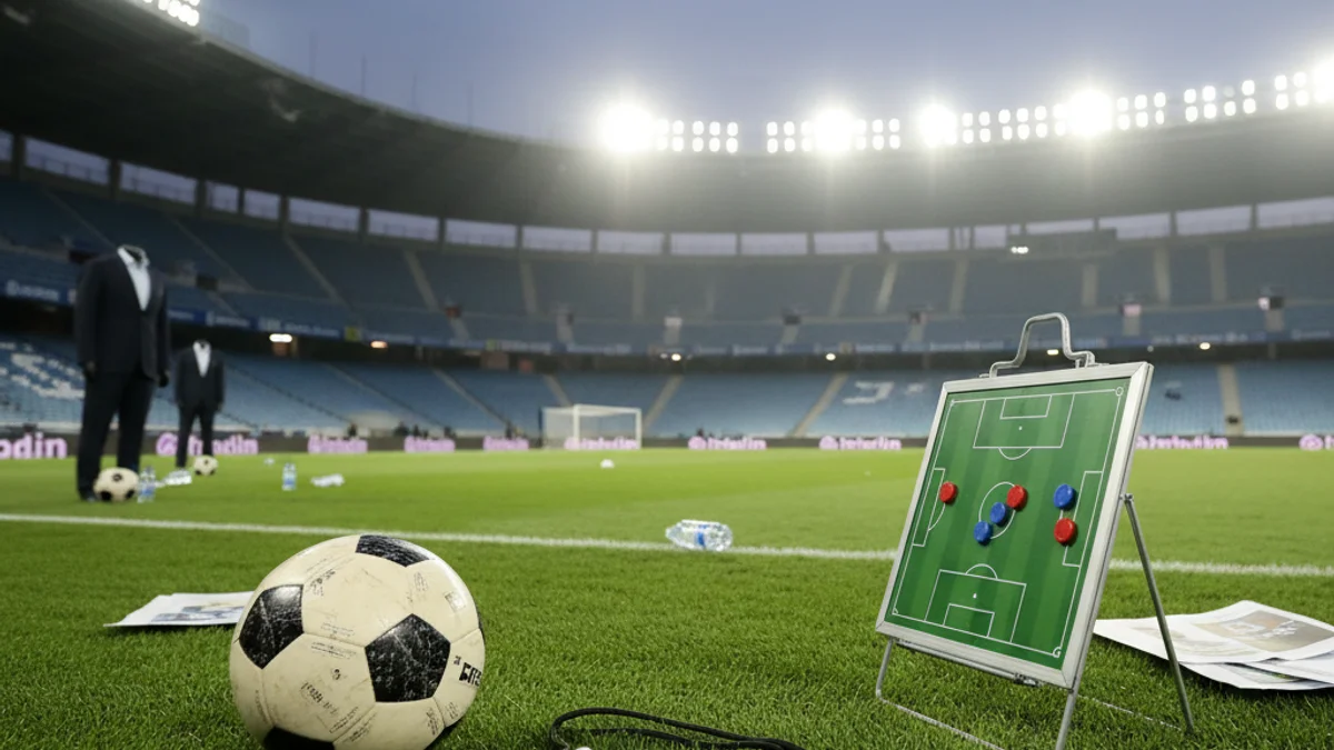 Imatge genèrica d'una pilota de futbol sobre la gespa d'un estadi abans d'un partit.