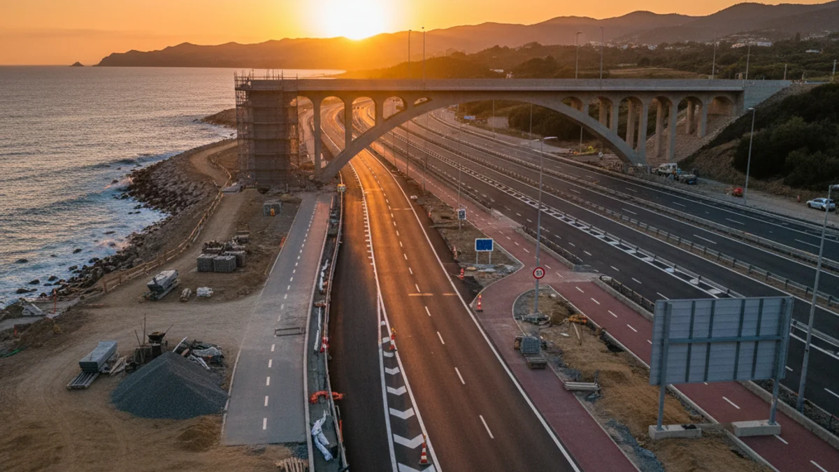 Generic image of a road with improvement works for pedestrians and bicycles.