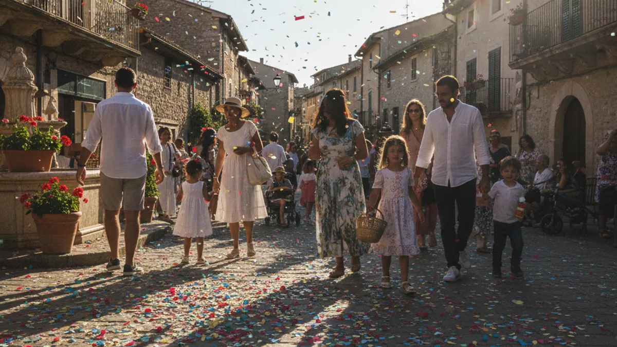 Imatge genèrica d'una celebració comunitària en un poble petit amb un ambient familiar i festiu.