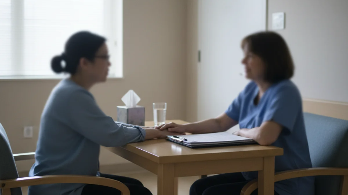 Una silueta d'una persona asseguda en un entorn hospitalari, simbolitzant el suport psicològic.