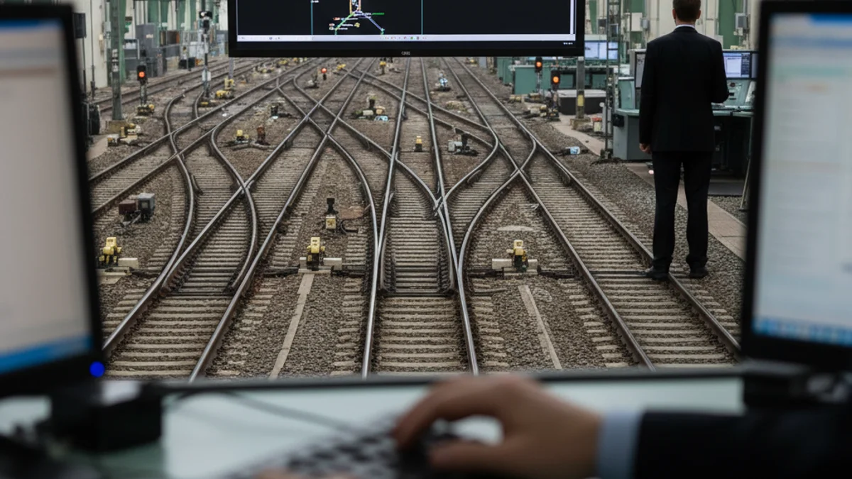 Imatge genèrica d'un tren de Rodalies aturat a l'estació o d'un panell de gestió de transport.
