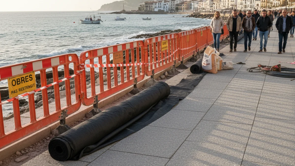 Imatge genèrica de les obres de reforma en un passeig marítim amb el mar al fons.