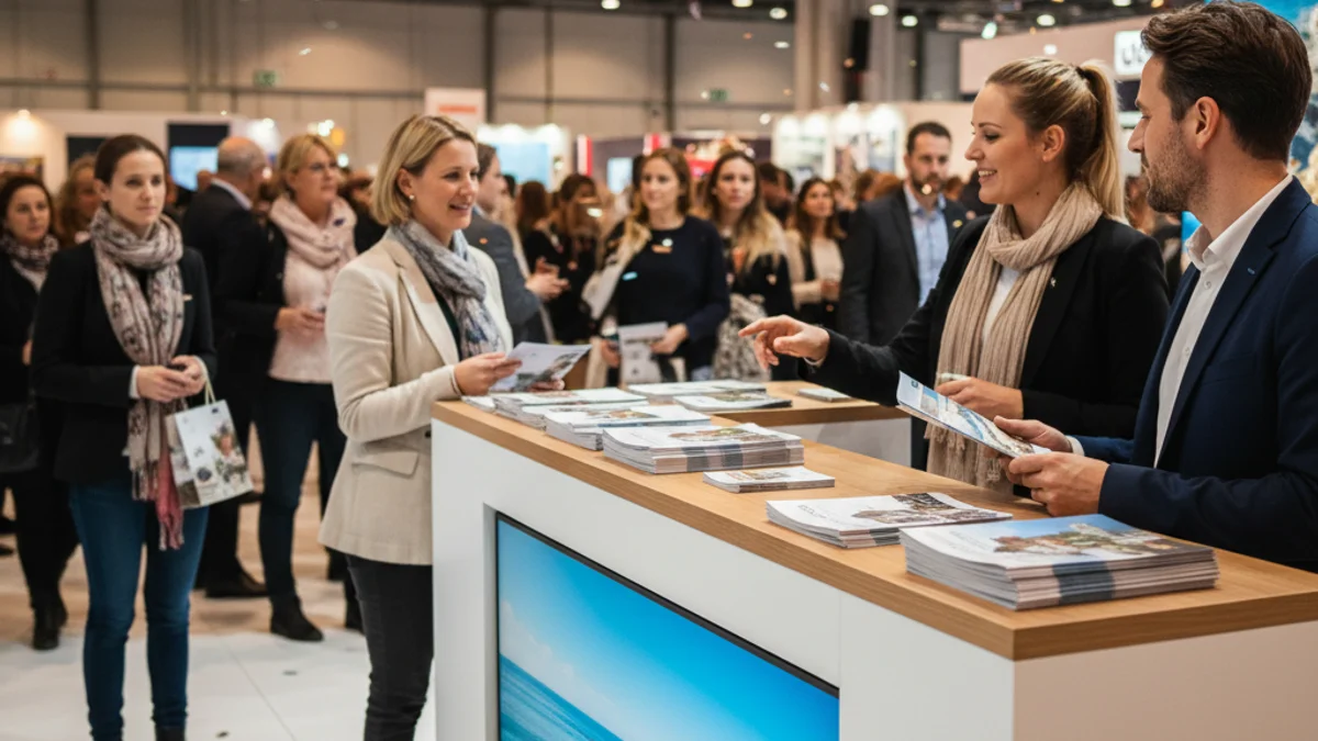 Imatge generica d'un estand informatiu en una fira de turisme.