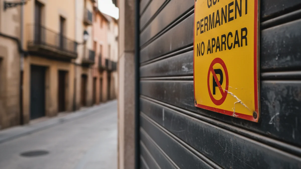 Generic image of a 'No Parking' sign on a garage door.