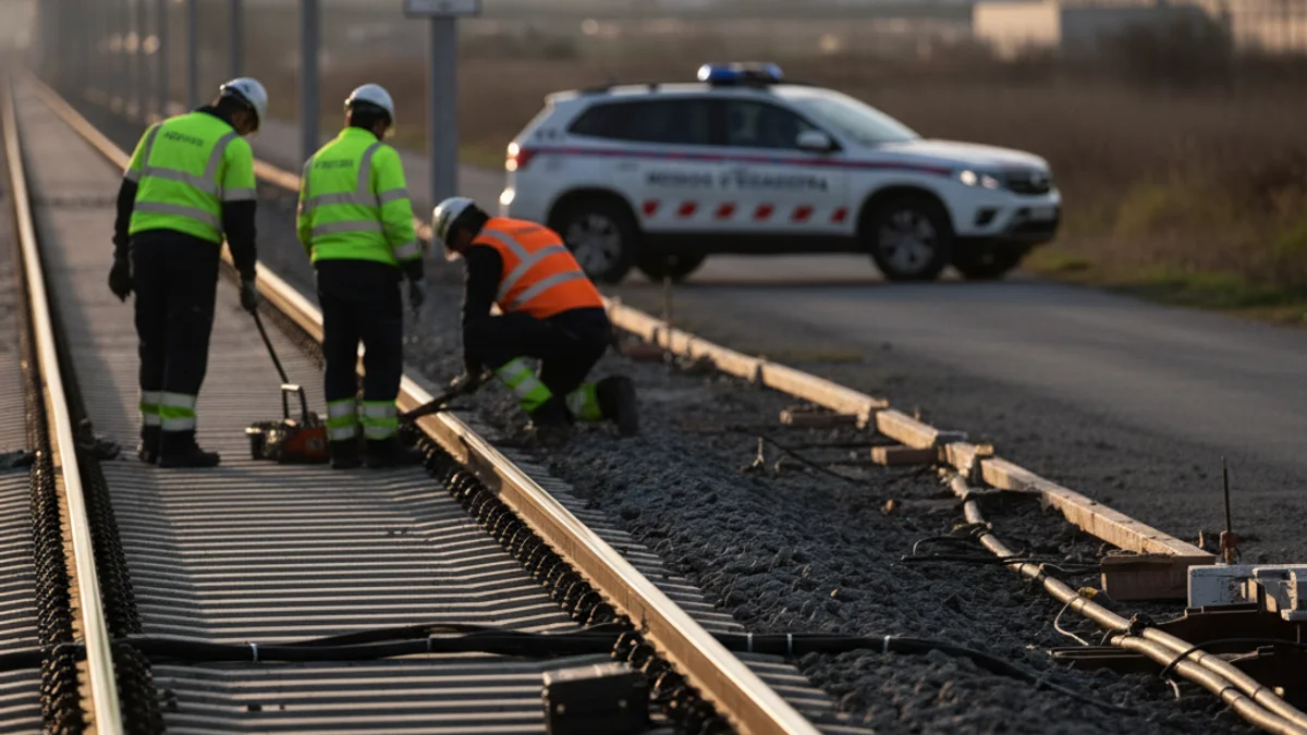 Imagen genérica de las vías de alta velocidad durante tareas de mantenimiento.