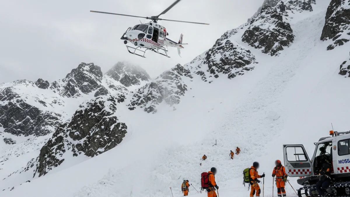 Imatge genèrica d'un rescat de muntanya dels Bombers de la Generalitat a la neu.