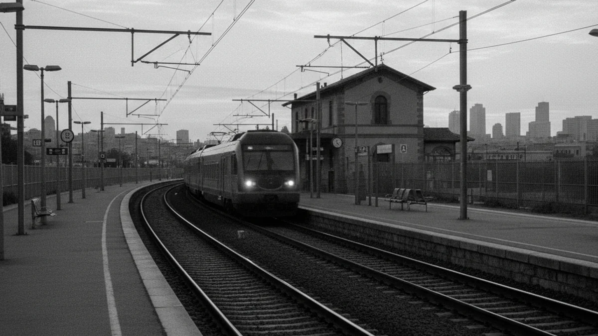 Vies de tren regionals buides o un tren de Rodalies aturat en una estació del Camp de Tarragona o Lleida.