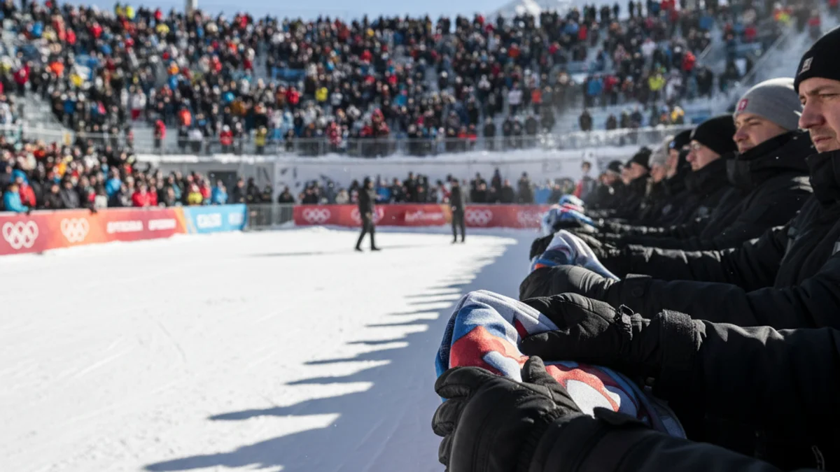 Imatge genèrica d'un recinte olímpic d'hivern amb neu i graderies.