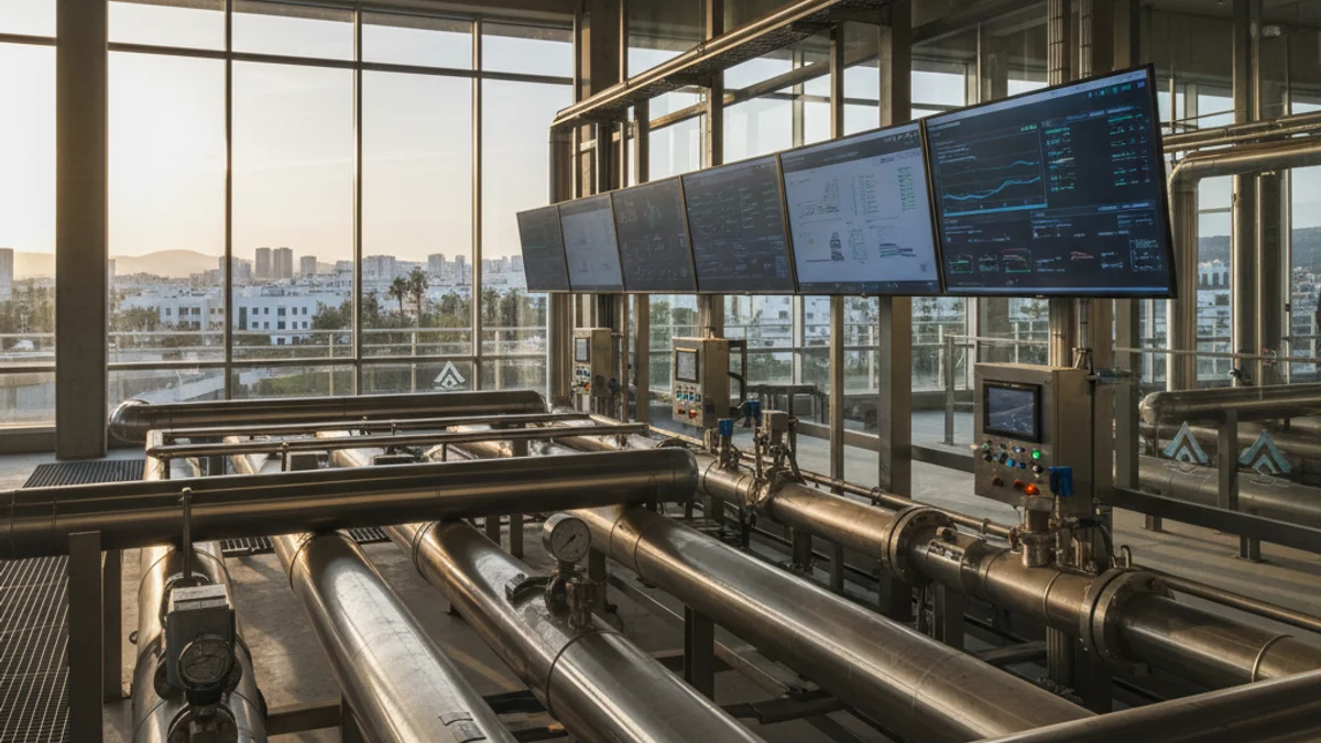 Imatge genèrica d'una estació de tractament d'aigua potable amb tecnologia digital.