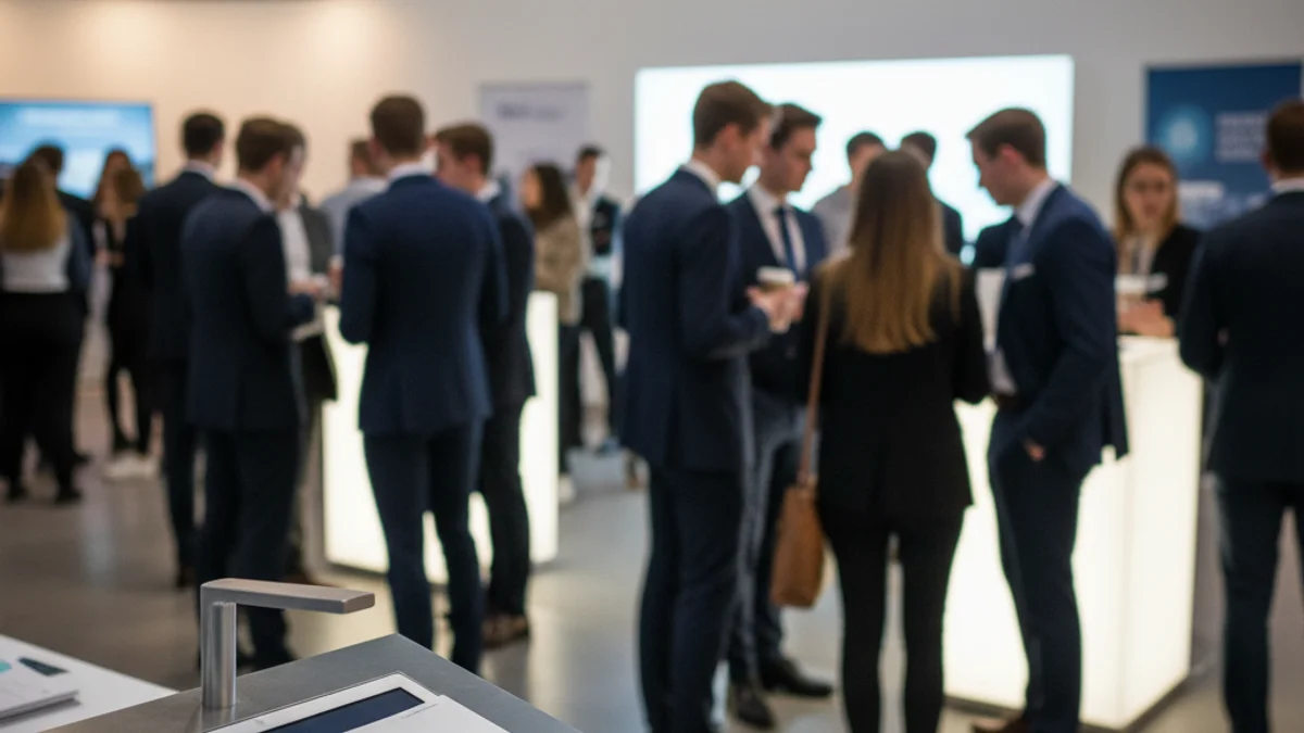 Imatge genèrica d'una fira de formació professional amb estands i visitants.