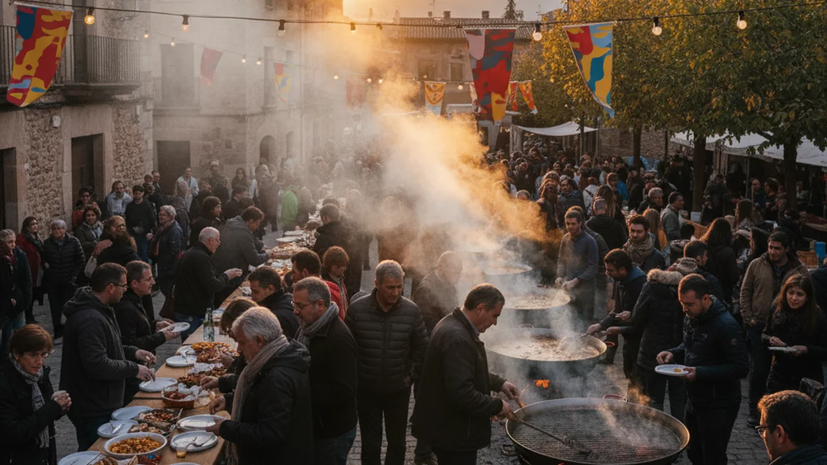Imagen genérica de una feria gastronómica al aire libre con gente disfrutando de la fiesta.