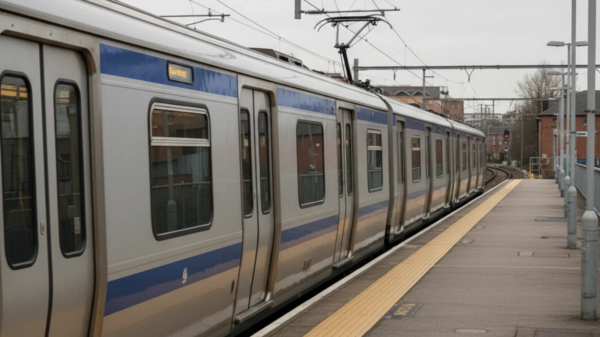 Un tren de Rodalies aturat en una estació amb passatgers esperant a l'andana.