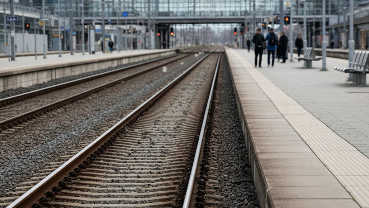Vagons de tren de Rodalies aturats a l'andana d'una estació, simbolitzant una interrupció del servei.