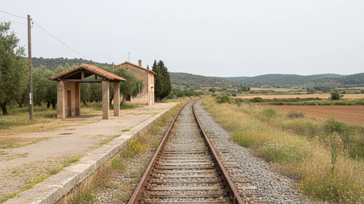 Vies de tren buides en una estació de Rodalies de Catalunya.