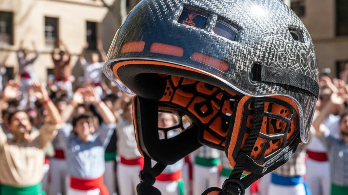 Generic image of the new protective helmet model for human towers presented in Sabadell.