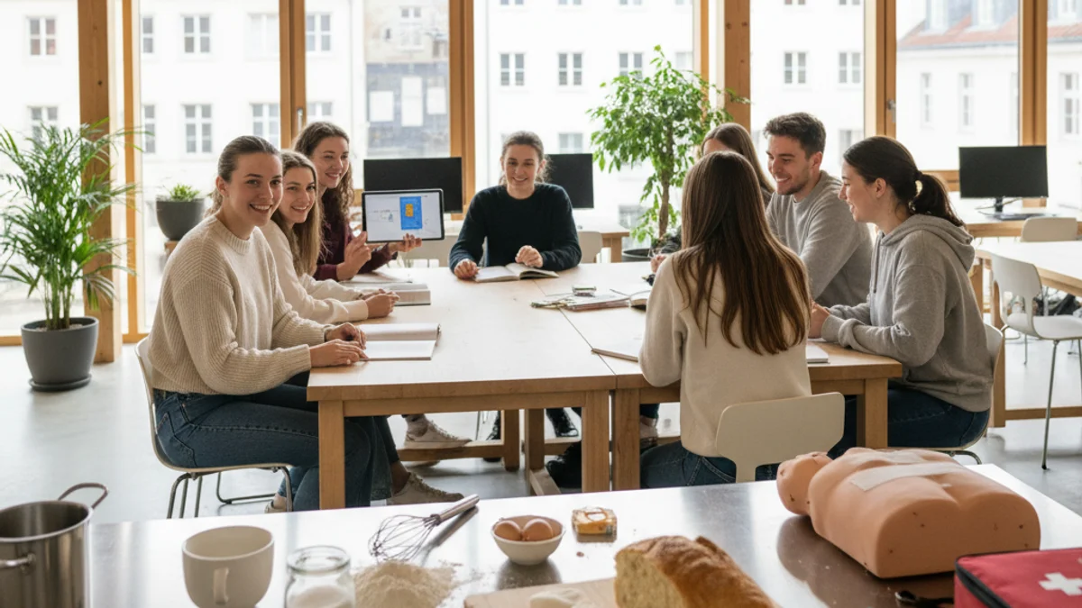 Imatge genèrica de l'interior d'un centre de formació per a joves amb material educatiu.