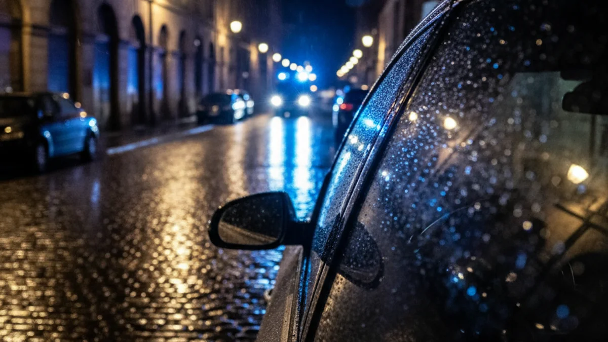 Imatge genèrica de llums d'emergència policials en un carrer durant la nit.