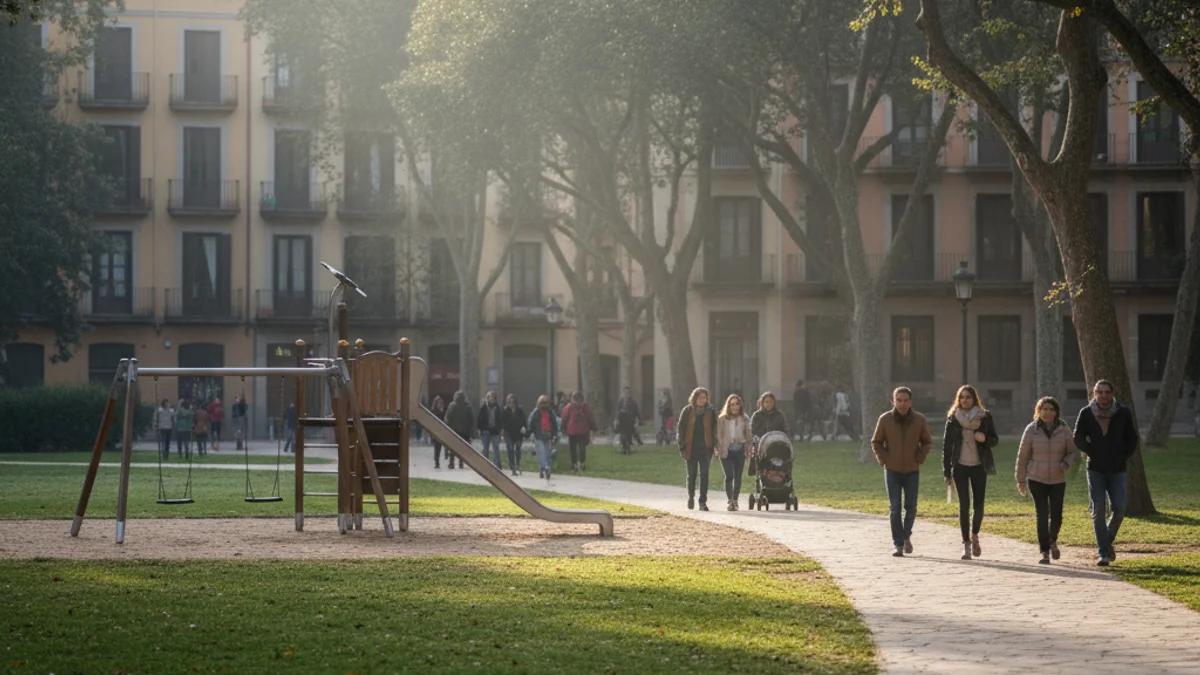 Generic image of a children's park with green areas and walking paths.