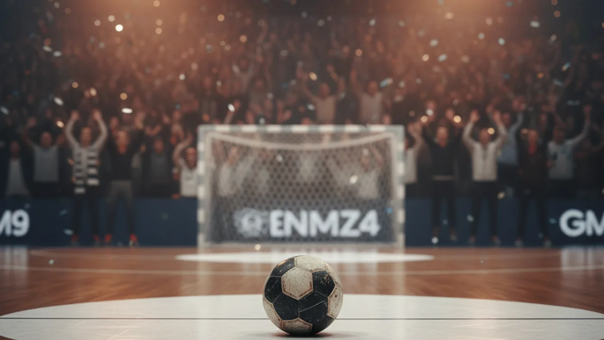 Imatge genèrica d'una pilota de futbol sala en una pista poliesportiva.