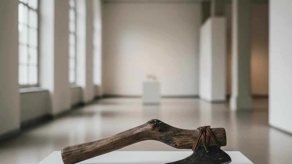 Interior d'un museu amb objectes patrimonials tradicionals exposats en una vitrina de fusta.