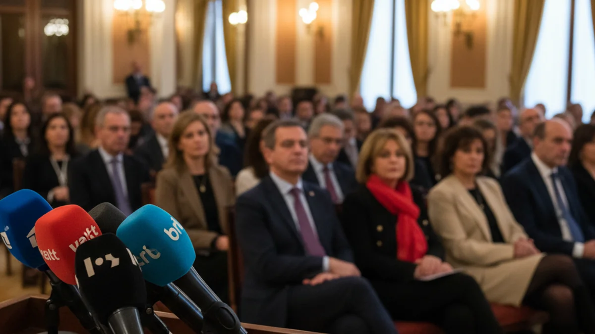 Imatge genèrica d'uns micròfons en una roda de premsa cultural.
