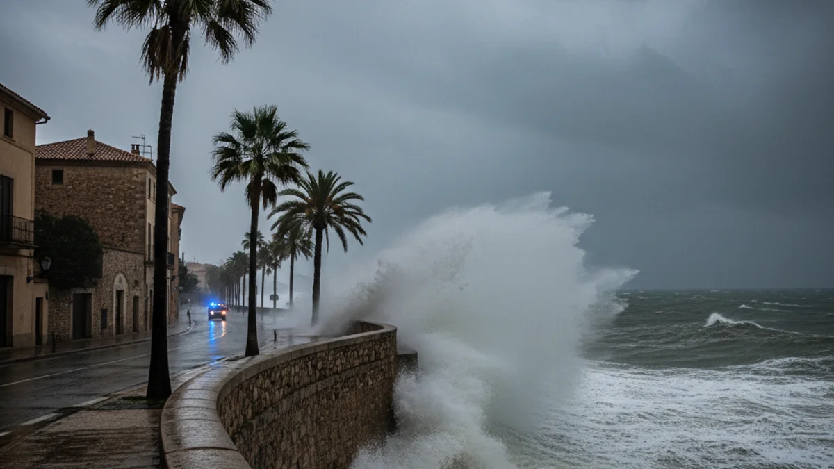 Imatge genèrica d'un temporal de vent i fort onatge a la costa.
