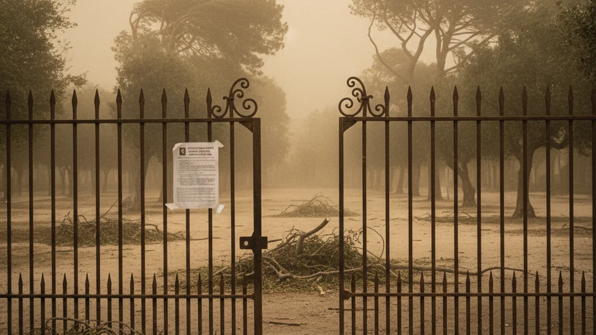 Imatge genèrica d'un parc tancat al públic a causa de les fortes ventades.