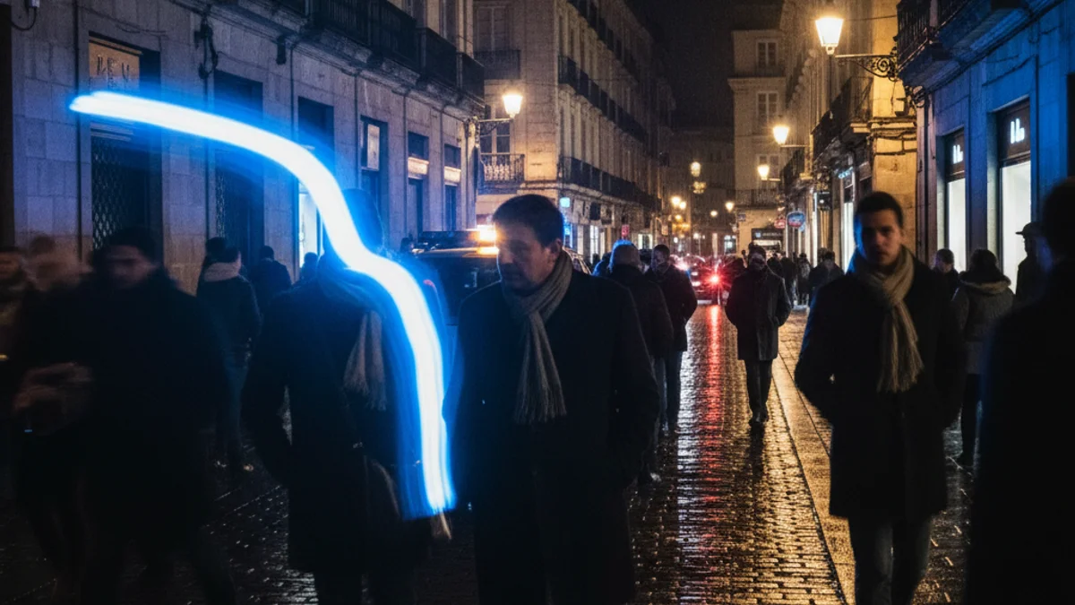 Imatge genèrica de llums d'emergència policials en un carrer nocturn.