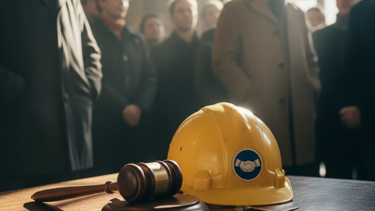 Imatge genèrica d'elements simbòlics que representen el sindicalisme i la maçoneria sobre una taula de fusta.